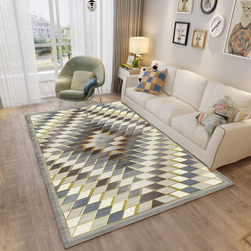 Nordic Hotel Area Rug Multi Colored Geometric Indoor Rug Synthetics Anti-Slip Stain Resistant Washable Rug