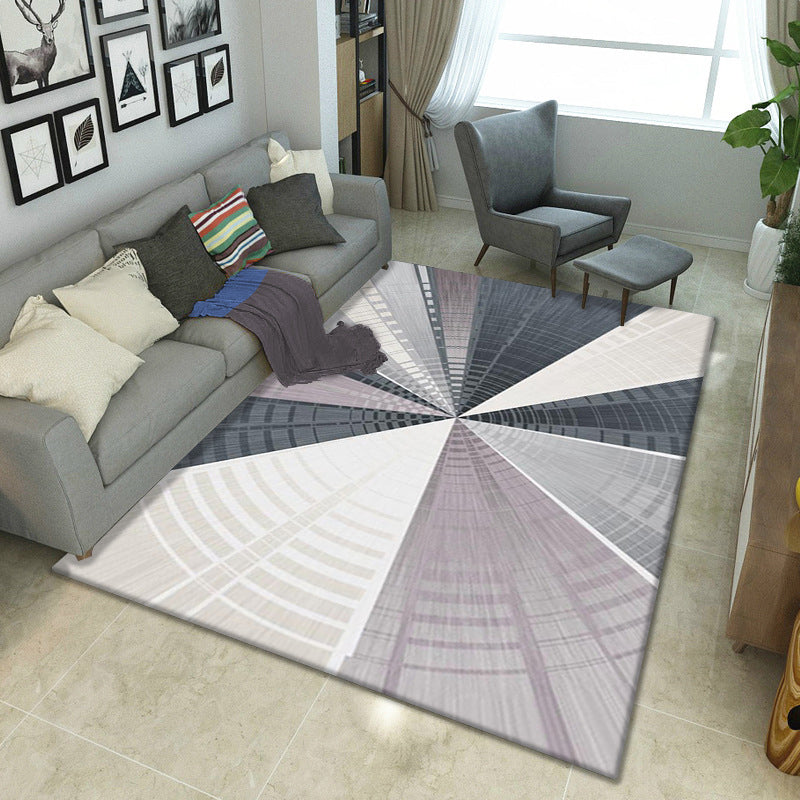Multicolor Geometrical Color Block Rug Polyester Nordic Rug Pet Friendly Anti-Slip Washable Rug for Great Room