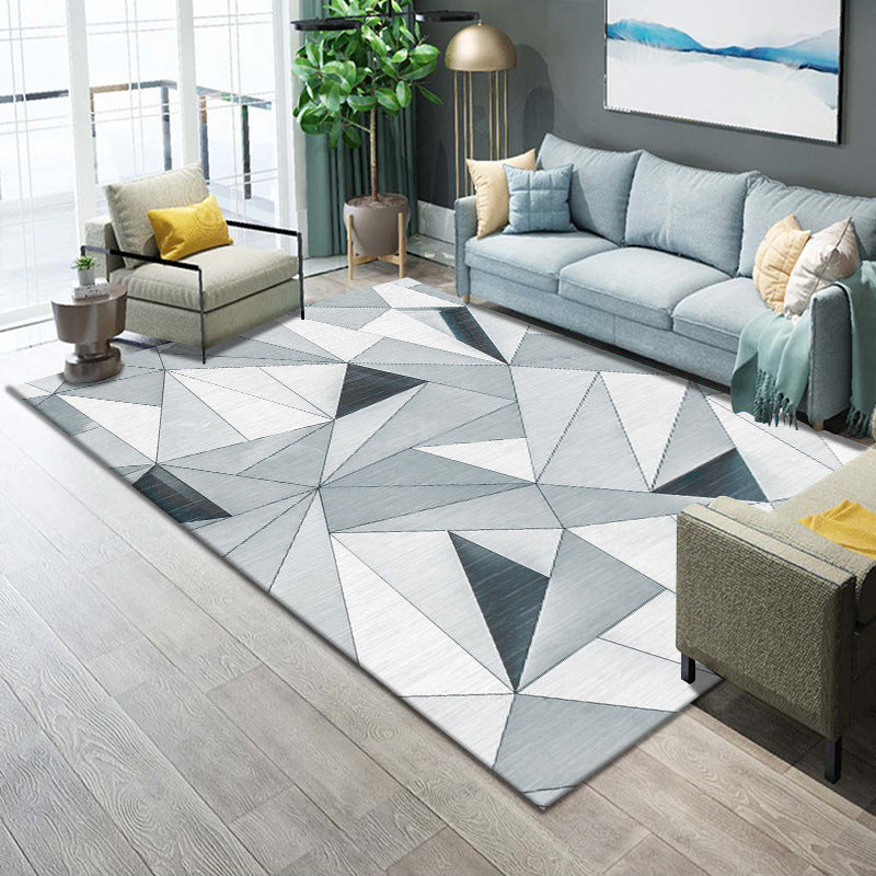 Multicolor Geometrical Color Block Rug Polyester Nordic Rug Pet Friendly Anti-Slip Washable Rug for Great Room