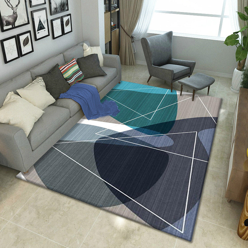 Multicolor Geometrical Color Block Rug Polyester Nordic Rug Pet Friendly Anti-Slip Washable Rug for Great Room