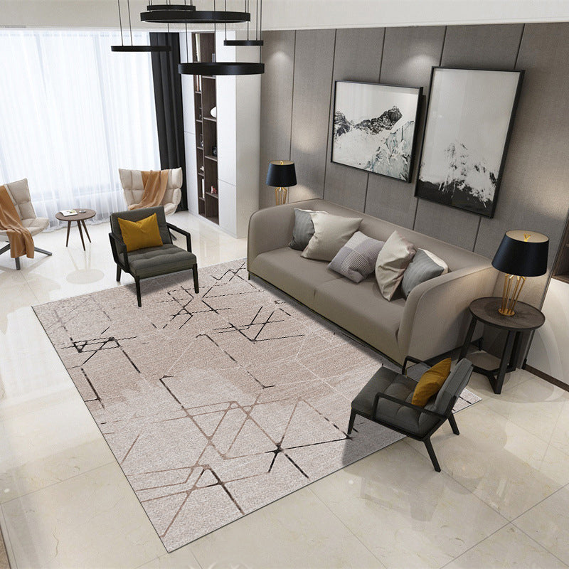 Minimalistic Living Room Rug Multicolor Geometric Line Print Rug Polypropylene Stain Resistant Anti-Slip Pet Friendly Rug