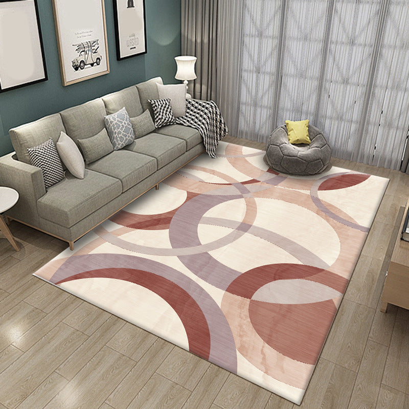 Artistic Multi Colored Modern Rug Synthetics Geometric Block Carpet Stain Resistant Non-Slip Backing Machine Wash Rug for Decoration
