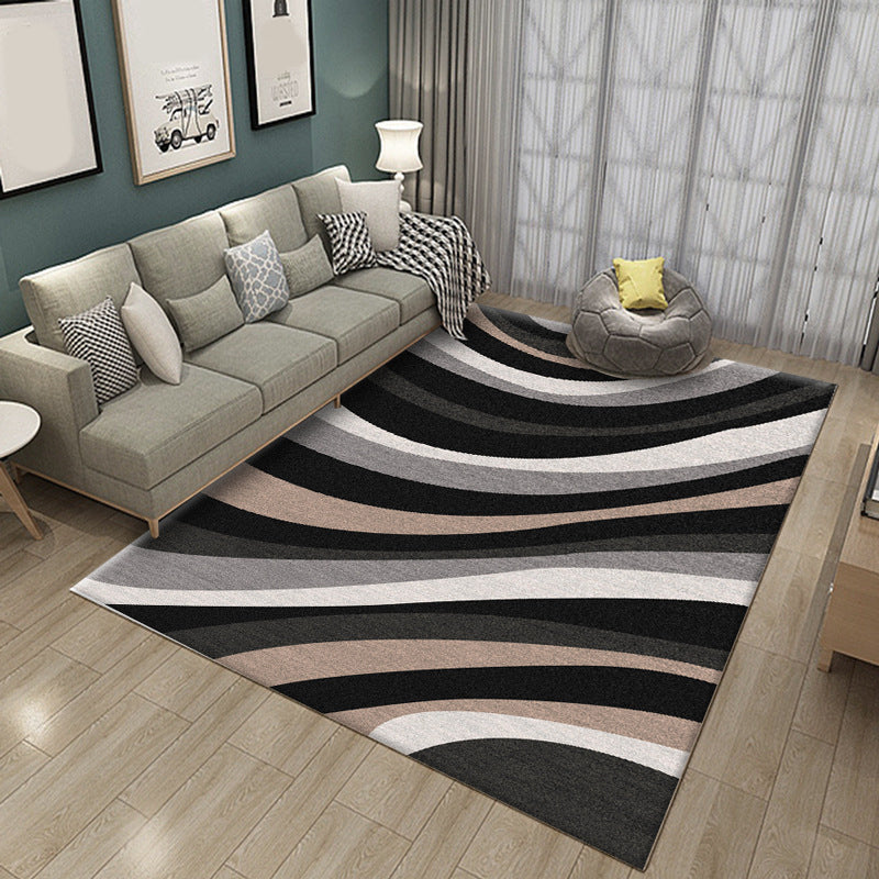 Artistic Multi Colored Modern Rug Synthetics Geometric Block Carpet Stain Resistant Non-Slip Backing Machine Wash Rug for Decoration