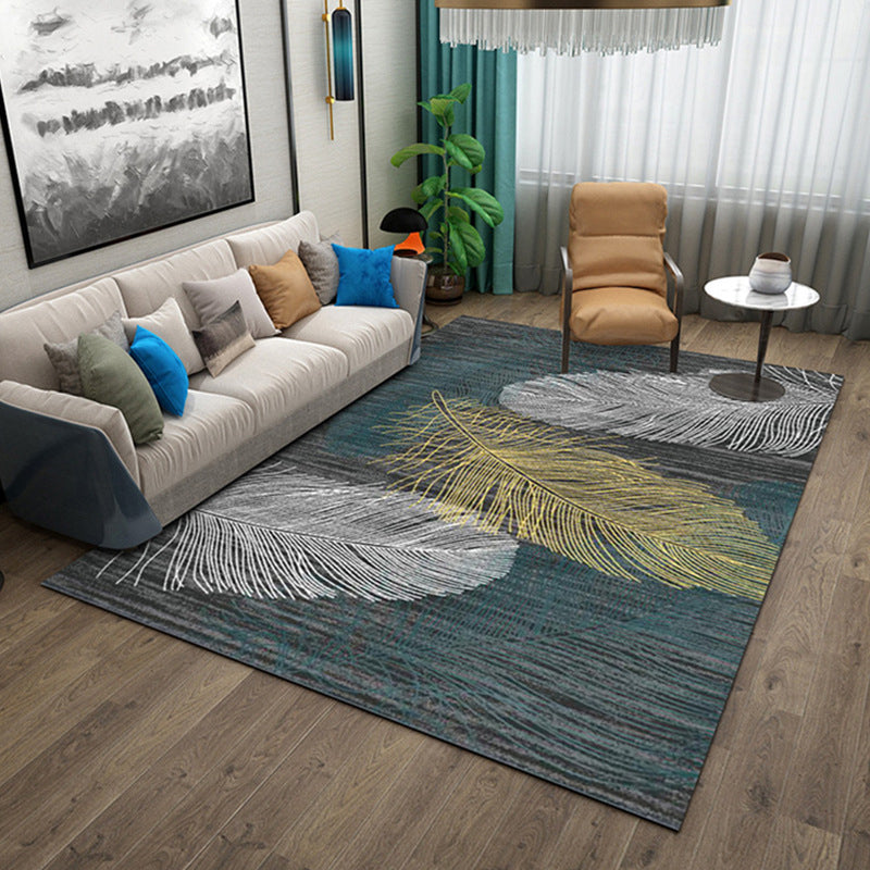 Modern Geometry Colorblock Rug Multi-Color Polyester Carpet Pet Friendly Anti-Slip Backing Washable Rug for Room