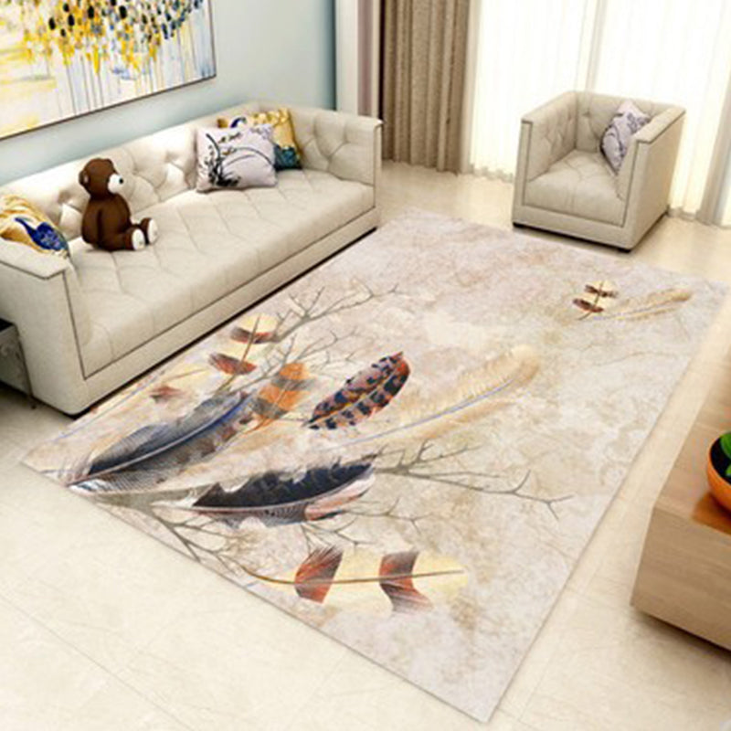 Modern Geometry Colorblock Rug Multi-Color Polyester Carpet Pet Friendly Anti-Slip Backing Washable Rug for Room
