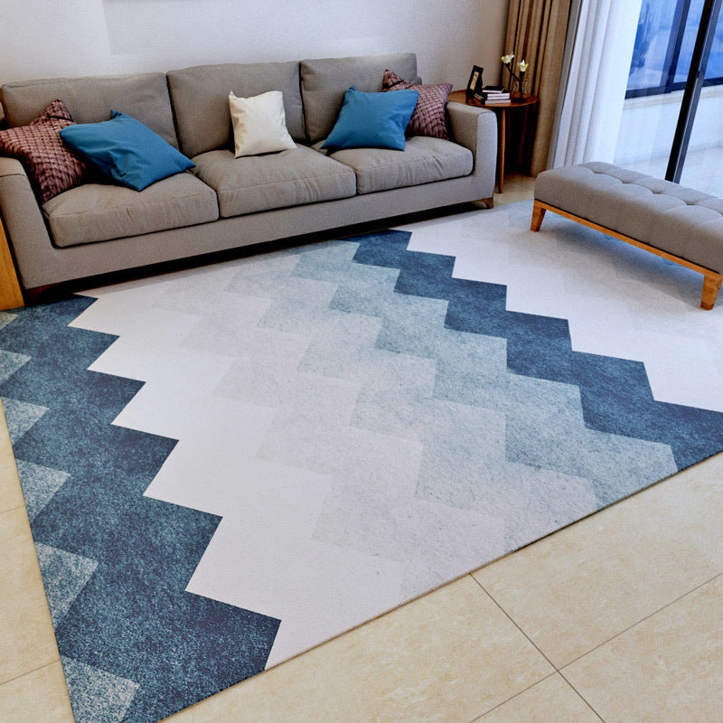 Modern Geometry Colorblock Rug Multi-Color Polyester Carpet Pet Friendly Anti-Slip Backing Washable Rug for Room