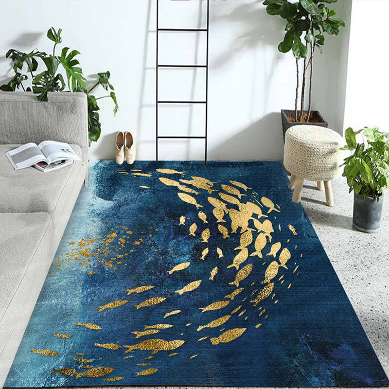 Modern Geometry Colorblock Rug Multi-Color Polyester Carpet Pet Friendly Anti-Slip Backing Washable Rug for Room