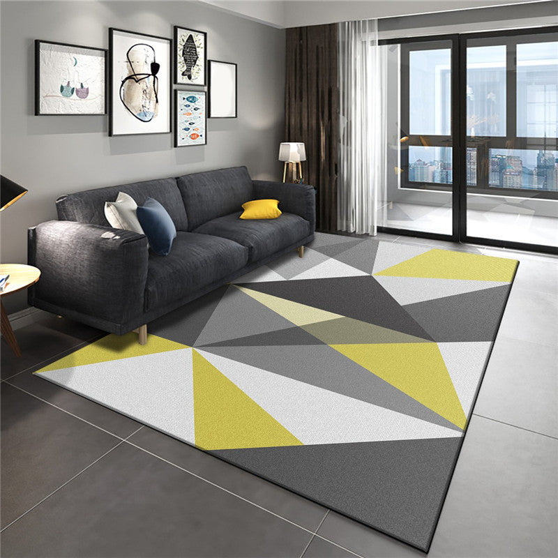 Modern Geometry Colorblock Rug Multi-Color Polyester Carpet Pet Friendly Anti-Slip Backing Washable Rug for Room