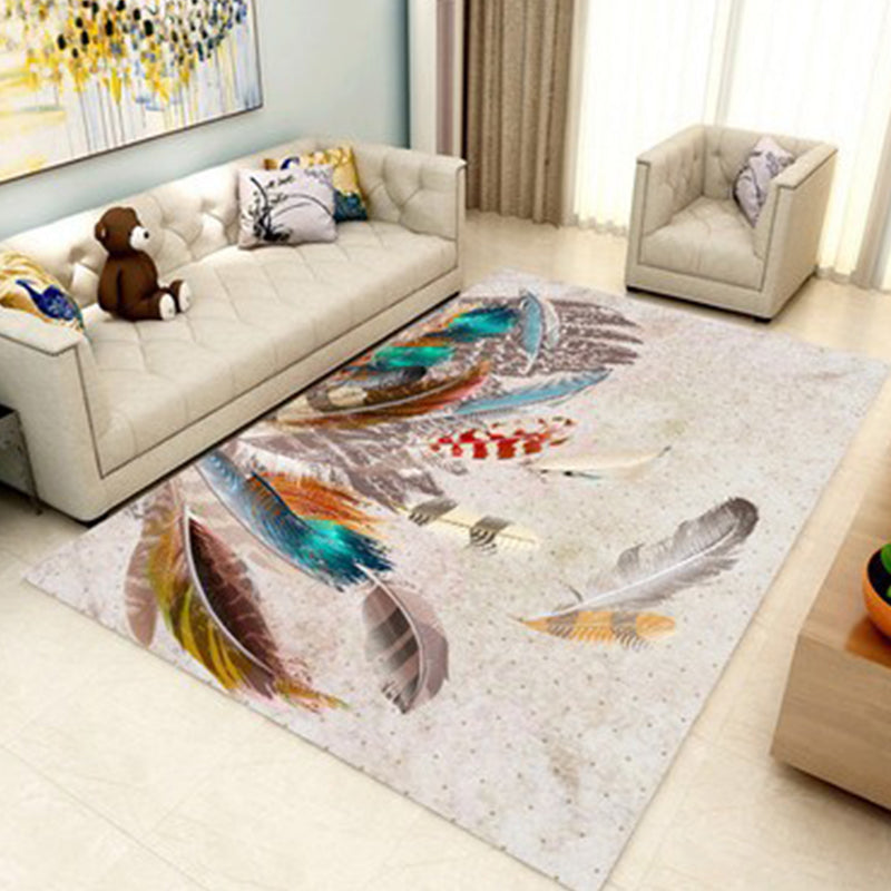 Modern Geometry Colorblock Rug Multi-Color Polyester Carpet Pet Friendly Anti-Slip Backing Washable Rug for Room