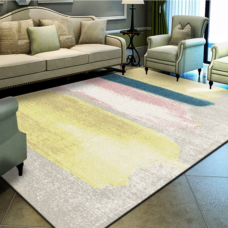 Unique Geometrical Print Rug Multi Color Modern Carpet Synthetics Stain Resistant Washable Non-Slip Backing Rug for Home