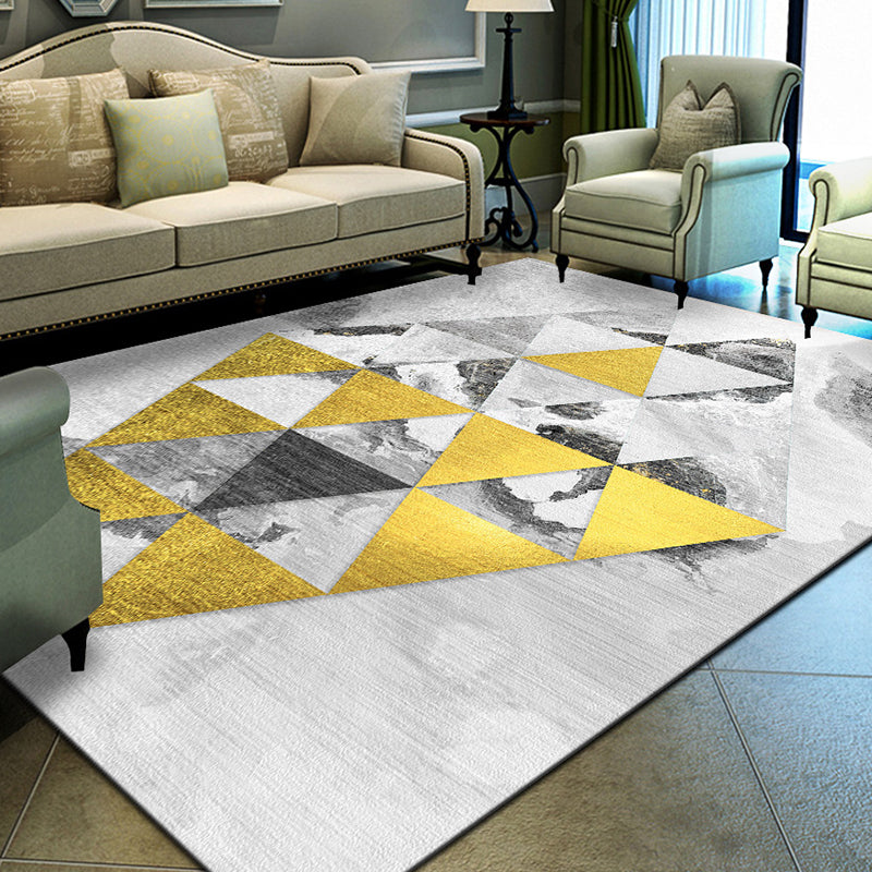 Unique Geometrical Print Rug Multi Color Modern Carpet Synthetics Stain Resistant Washable Non-Slip Backing Rug for Home