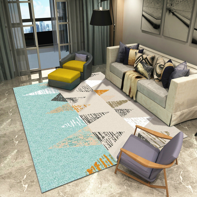 Multicolor Modern Rug Polyester Graphic Print Area Carpet Machine Washable Anti-Slip Backing Stain Resistant Rug for Family Room