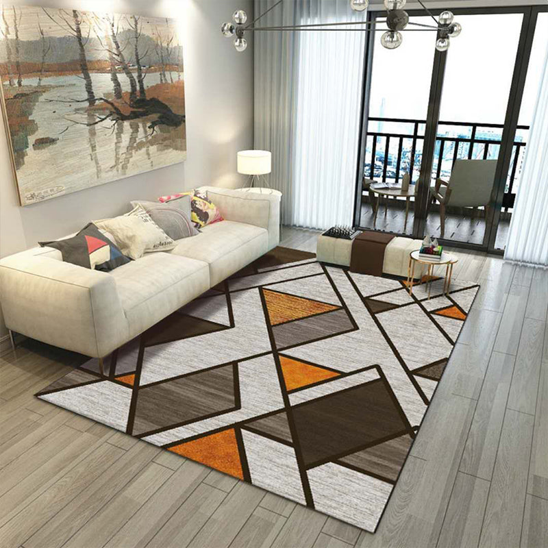 Multicolor Modern Rug Polyester Graphic Print Area Carpet Machine Washable Anti-Slip Backing Stain Resistant Rug for Family Room