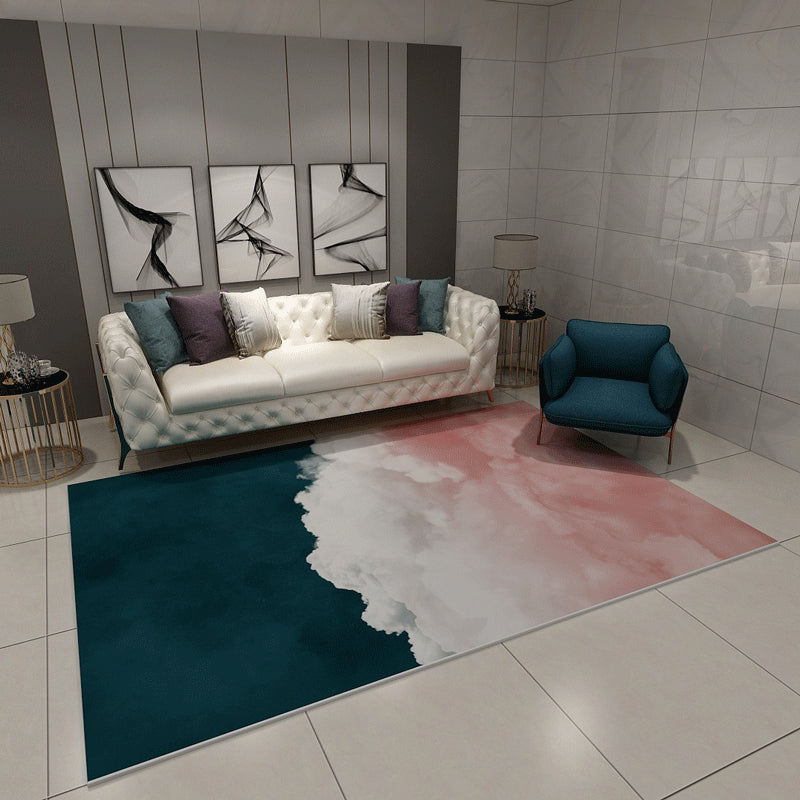 Minimalistischer Teppich im nordischen Stil, mehrfarbiger, farbblockierender Teppich, maschinenwaschbarer, haustierfreundlicher, rutschfester Teppich für den Raum