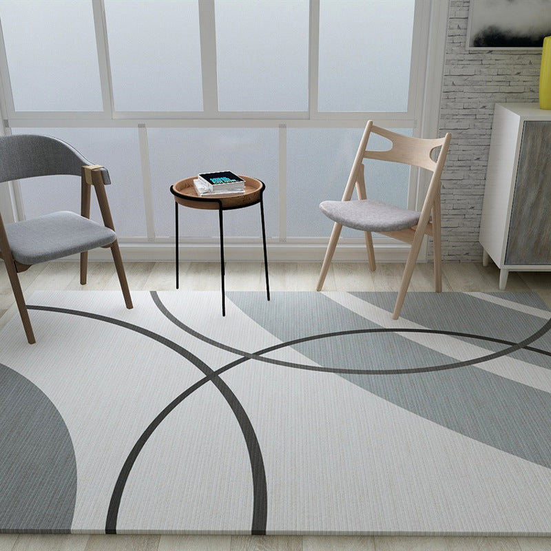 Minimalistic Nordic Style Rug Multicolor Color-Blocking Rug Machine Washable Pet Friendly Non-Slip Backing Carpet for Room