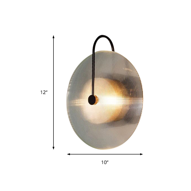 Gold/Black Armed Wall Sconce Minimalist Prismatic Glass 1 Light Bell Shaped Wall Mounted Lamp