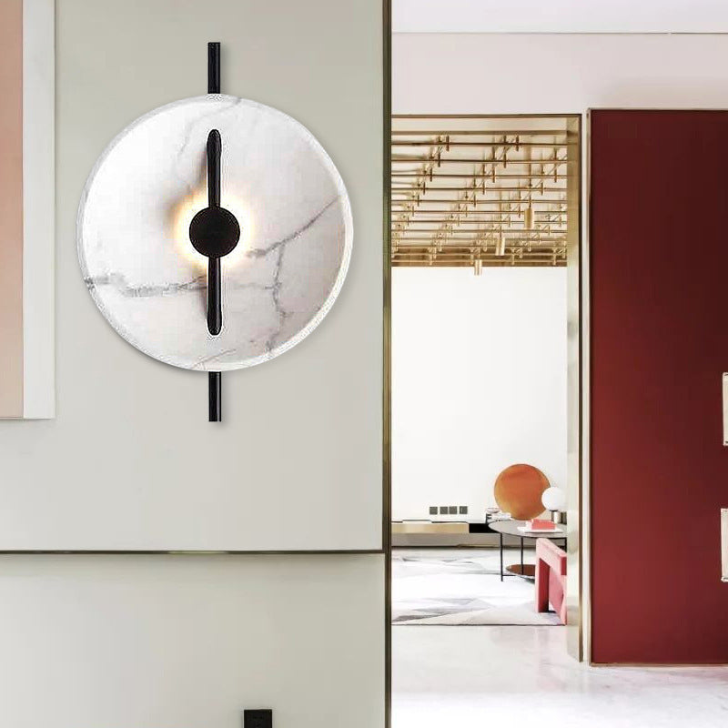 Minimalist Acrylic LED Sconce Lamp White Disc Wall Mount Light Fixture in Warm/White Light