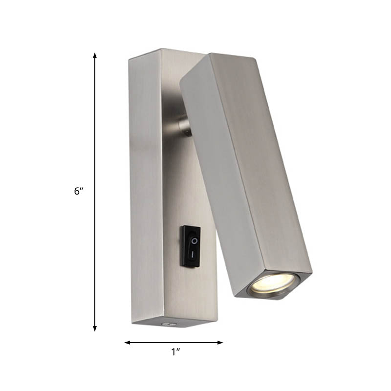Black/Silver/White Mini Wall Sconce Contemporary Metallic LED Wall Mounted Lamp with Rotatable Design