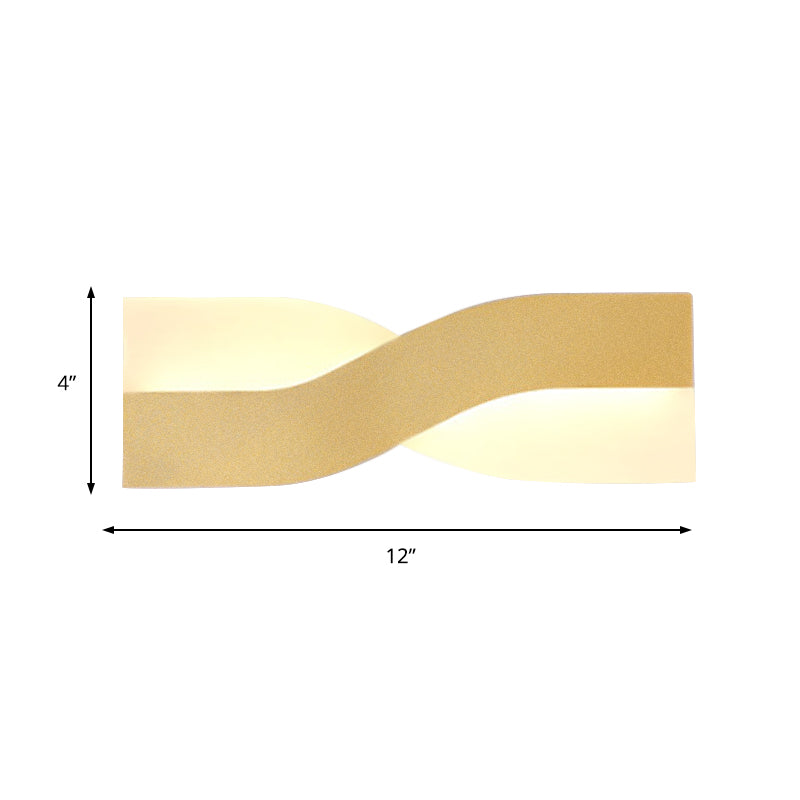Warm/White-Light Twisted Sconce Light Simple LED Acrylic Wall Mounted Light Fixture in Gold