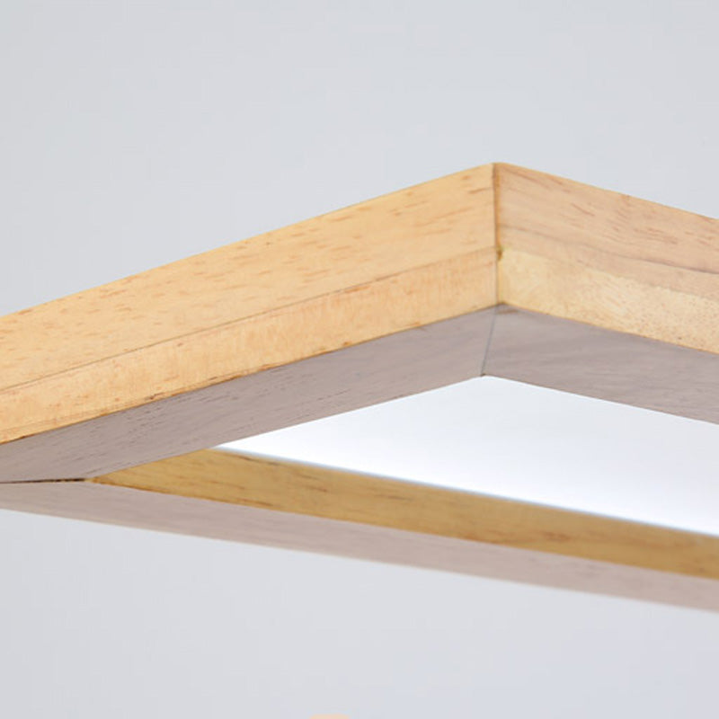 Araña de techo de rectángulo beige minimalismo de madera led encuesta liderada lámpara en luz blanca/cálida/natural