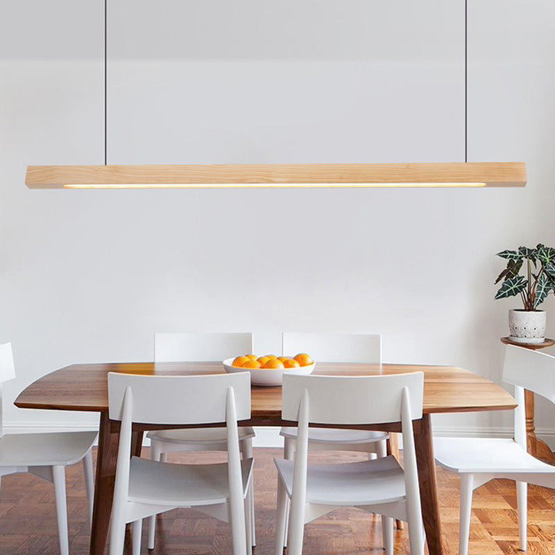 LED Esszimmer Kronleuchter Lampe Modernismus Beige Suspension Licht mit Rechteck Holzschatten