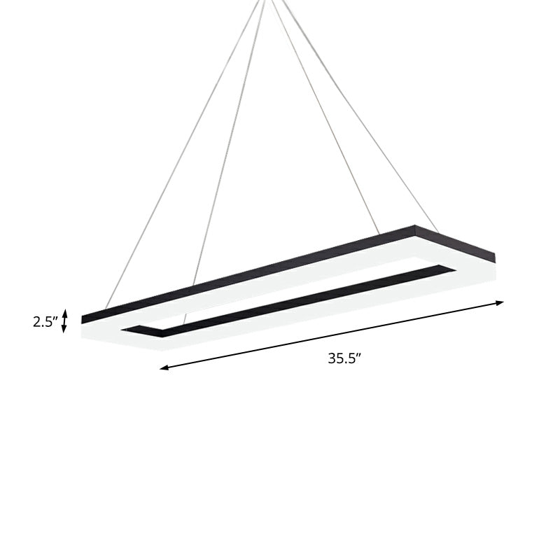 Zwarte rechthoek kroonluchter licht modernisme acryl led hanglamp lichterichte armatuur in wit/warm/natuurlijk licht