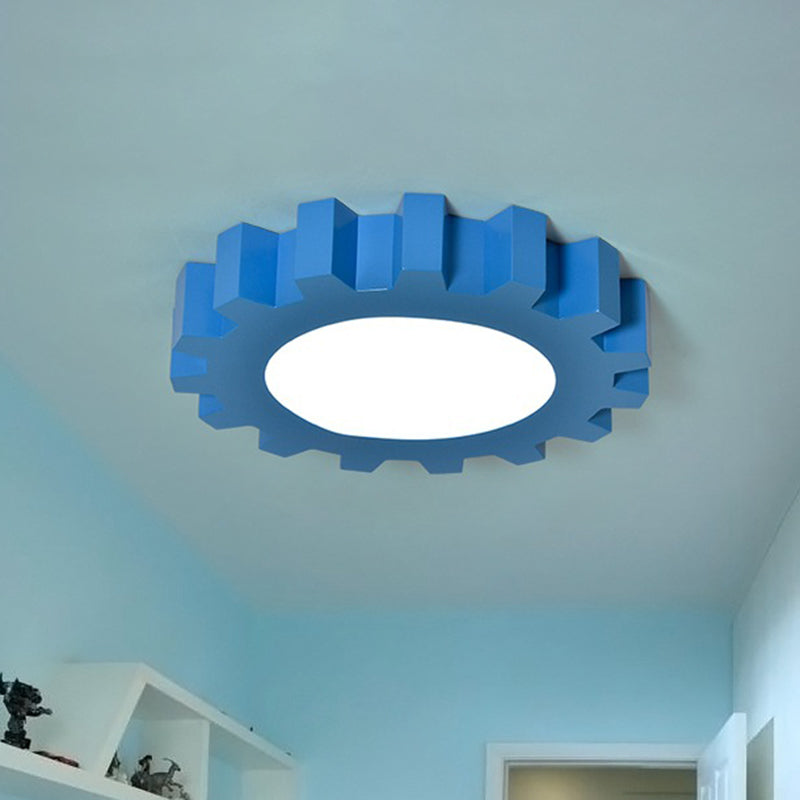 Tandwielvormige inbouwverlichting Cartoon metallic blauwe LED inbouwarmatuur voor kinderkamer