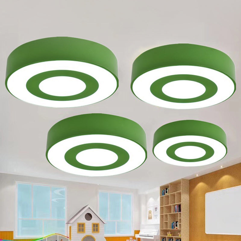 Circular LED Flush Mount Light Simplicity Metallic Kindergarten Ceiling Light Flush Mount