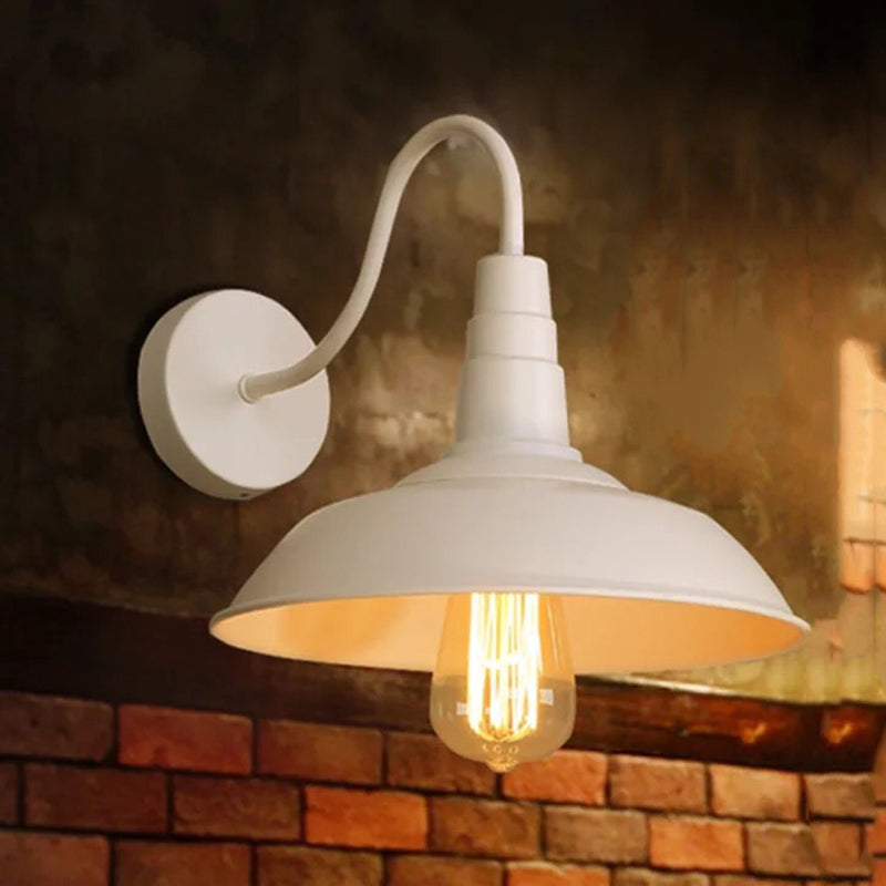 Single-Bulb Wall Light Fixture Vintage Pot Cover Iron Wall Mounted Lamp for Restaurant