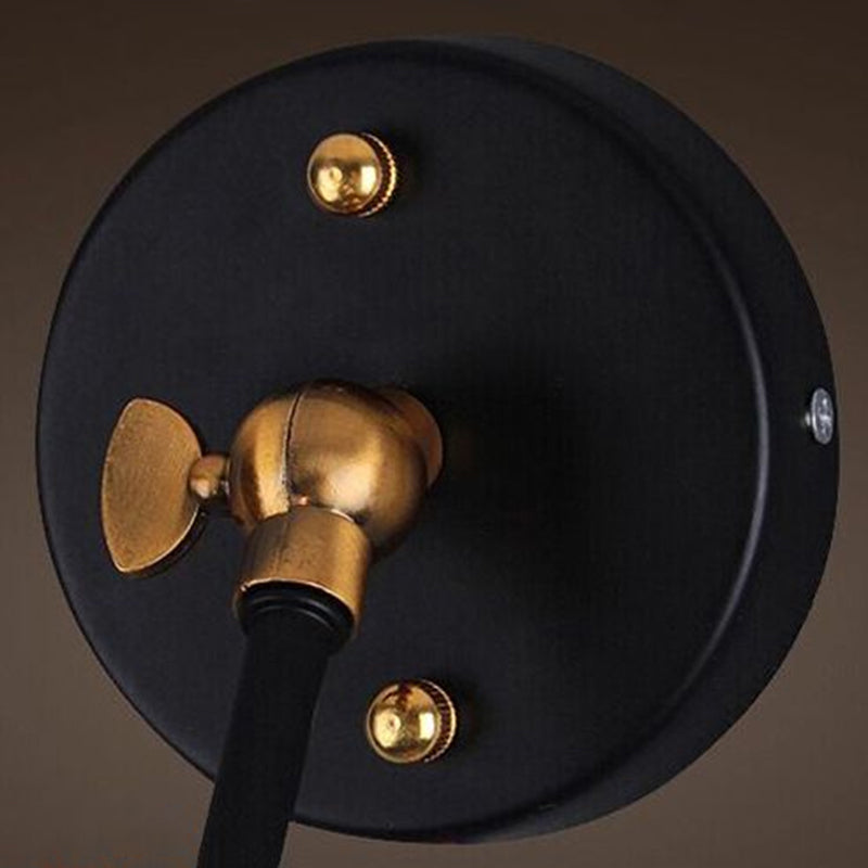 Black Umbrella Shade Foldable Wall Light Retro Style Single-Bulb Restaurant Wall Lighting Fixture
