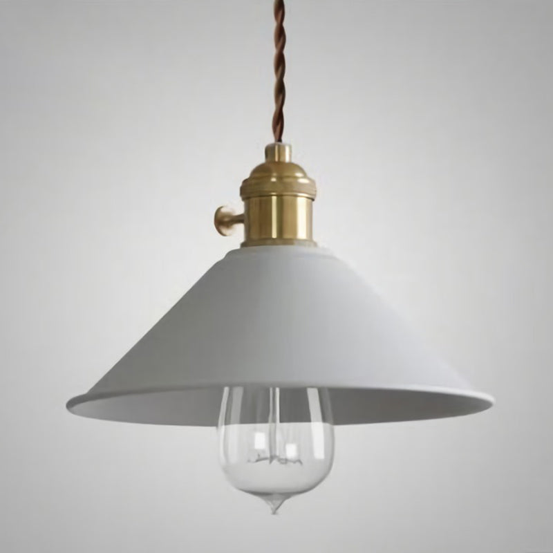 Conical Shade Metallic Hanging Lamp Vintage Single-Bulb Restaurant Lighting Pendant