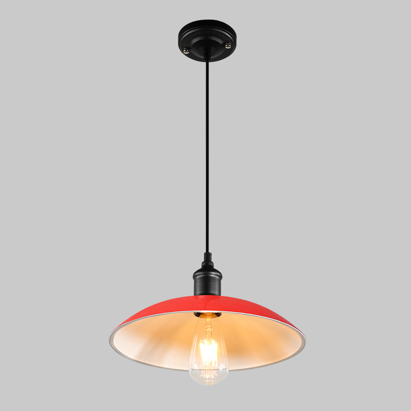 Metallic Pot Cover Suspension Lighting Retro Style 1 Head Restaurant Pendant Ceiling Light