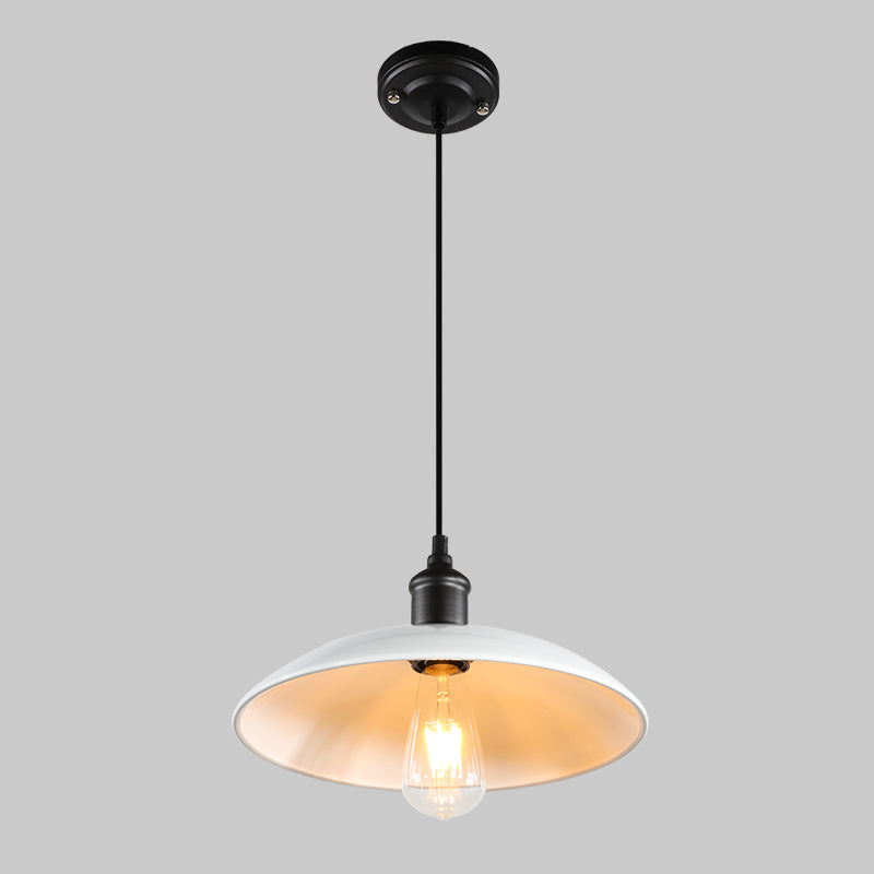 Metallic Pot Cover Suspension Lighting Retro Style 1 Head Restaurant Pendant Ceiling Light