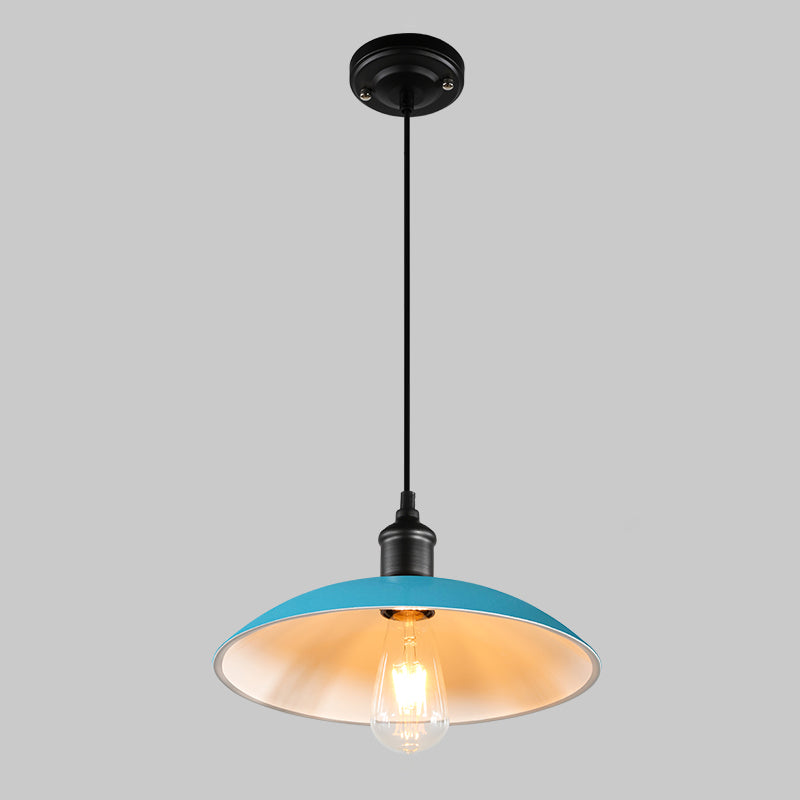 Metallic Pot Cover Suspension Lighting Retro Style 1 Head Restaurant Pendant Ceiling Light
