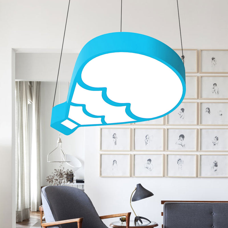 LED -Schlafzimmer Kronleuchter Beleuchtung moderner blauer Hangleuchte mit Heißluftballon Metallschatten