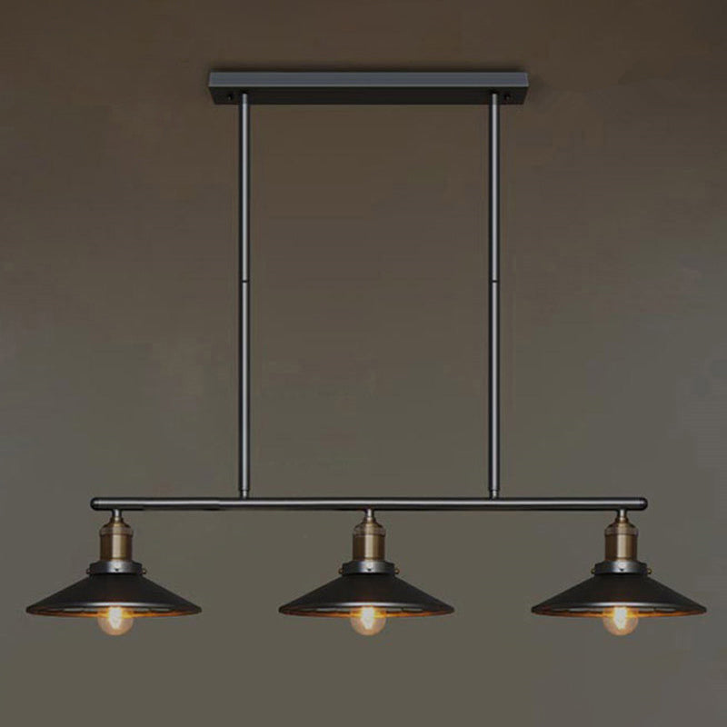 Antique Atmulla con ombre a sospensione a ciondolo a 3 teste a base di isola sospesa metallica in nero