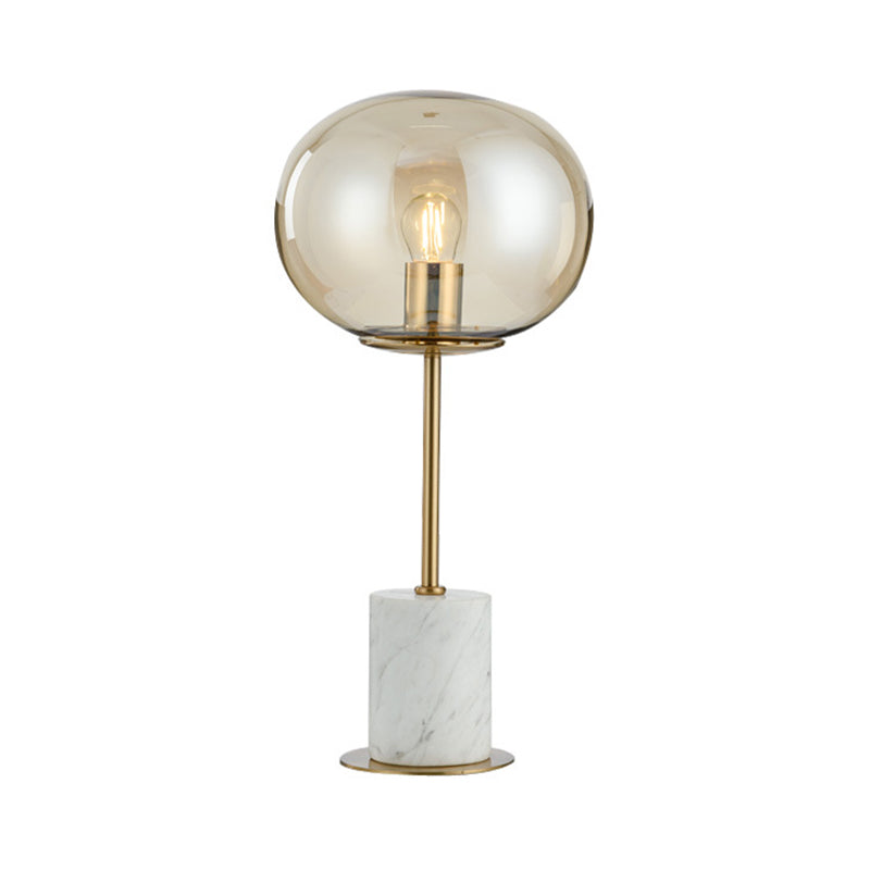 Lámpara de la mesita de noche oblatada de la cama de la cama 1 bombilla Luz de mesa minimalista con base de mármol cilíndrico