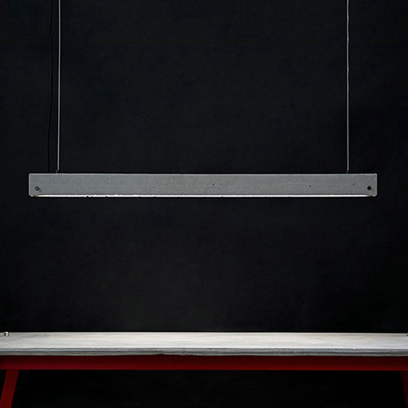 Rectangular Linear Dining Room LED Pendant Light Cement Simplicity Hanging Island Light in Grey