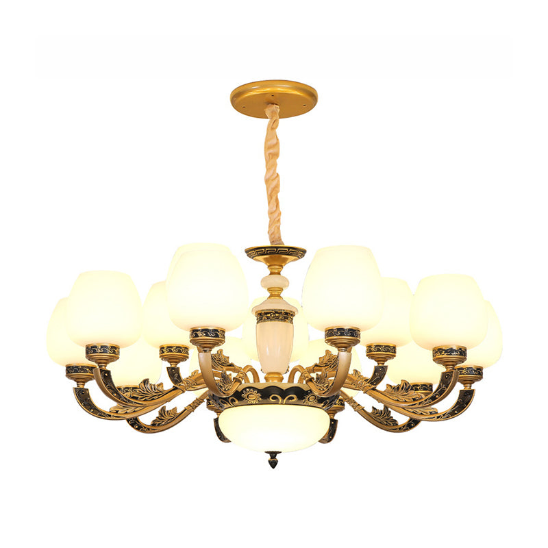 Bud Shade Frosted White Glass Chandelier Lighting Classic Living Room Pendant Light