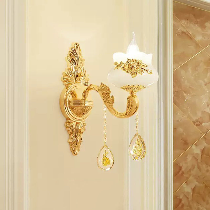 Imitatie jade gouden kroonluchter hanger lichtknop vintage hangend licht met kristal accent