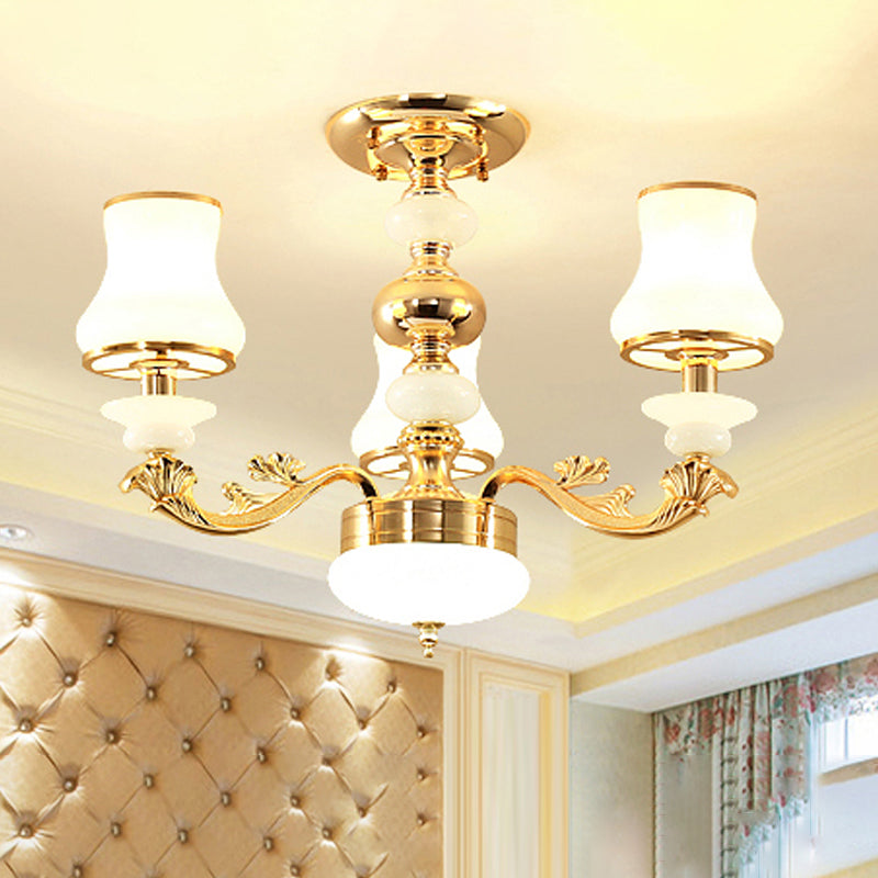 Knop schaduw wit glas ophanging licht retro stijl woonkamer kroonluchter verlichting