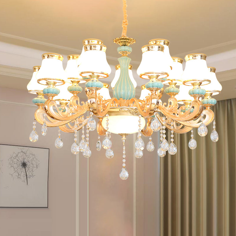 Lámpara de oro de vidrio tirado a mano brote de luz retro de luz retro con acento de cristal