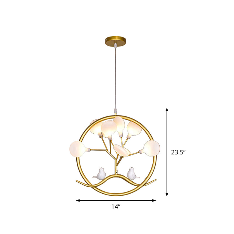 Tree artistici LED LED Light Light Metallic Dining Room lampadario Luce con sfumatura di lucciola in oro