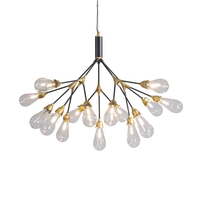 Metallic Branch Shaped Chandelier Lighting Minimalistic LED Pendant Light with Bulb-Shaped Glass