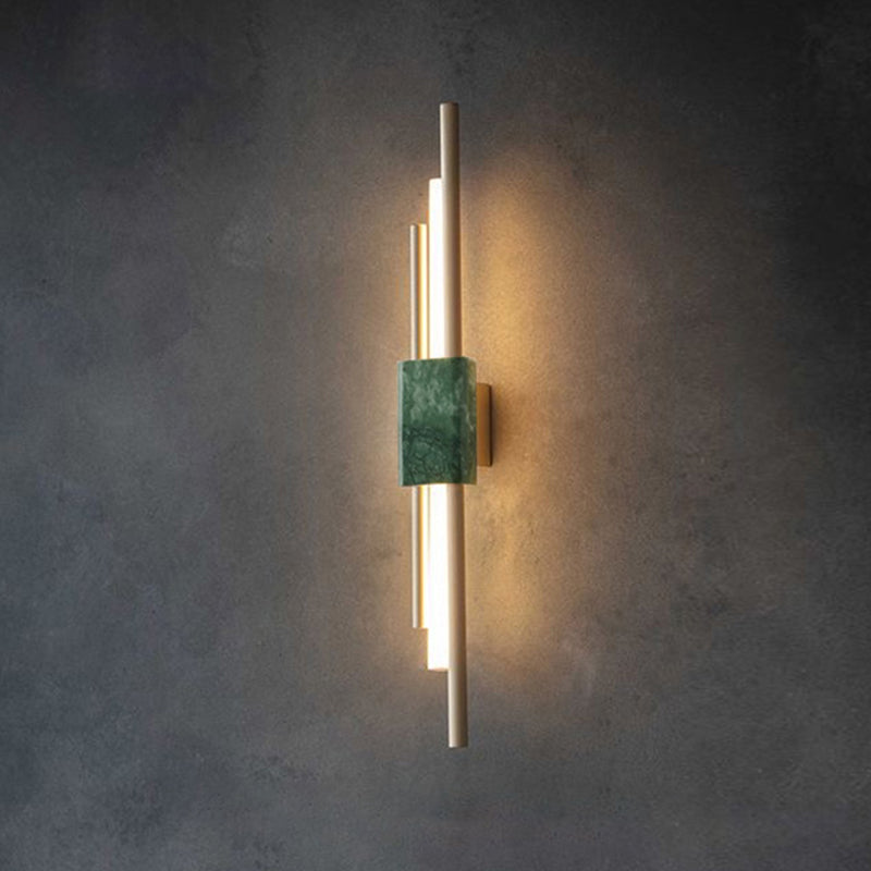 Stick Wall Sconce Light Simplistic Acrylic Green LED Wall Mount Light with Marble Decor
