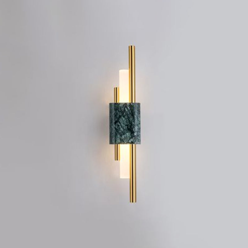 Stick Wall Sconce Light Simplistic Acrylic Green LED Wall Mount Light with Marble Decor