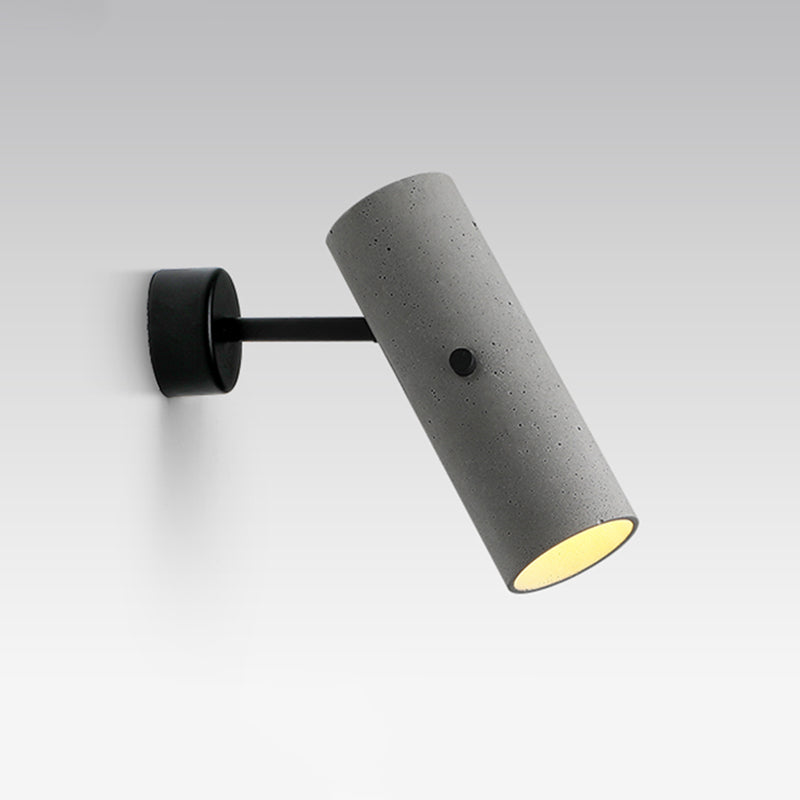 Cylindrical Shade Cement Wall Spotlight Minimalistic Grey LED Wall Lighting Fixture