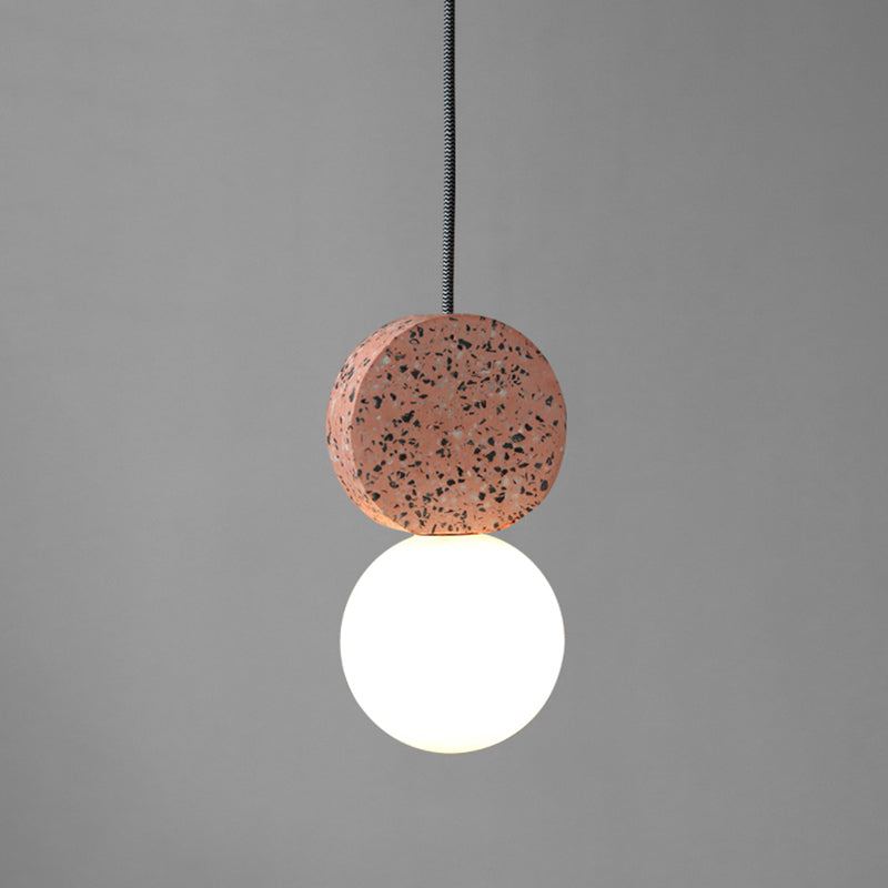 Luce del soffitto della sala da pranzo Globe Light Opal Glass singola luce a sospensione minimalista con decorazione in terrazzo
