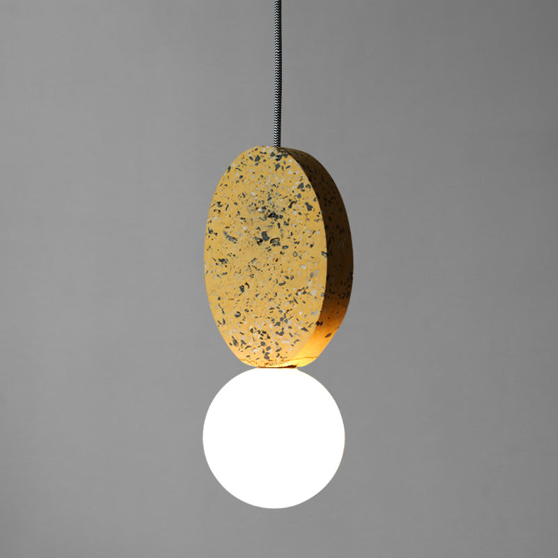 Luce del soffitto della sala da pranzo Globe Light Opal Glass singola luce a sospensione minimalista con decorazione in terrazzo