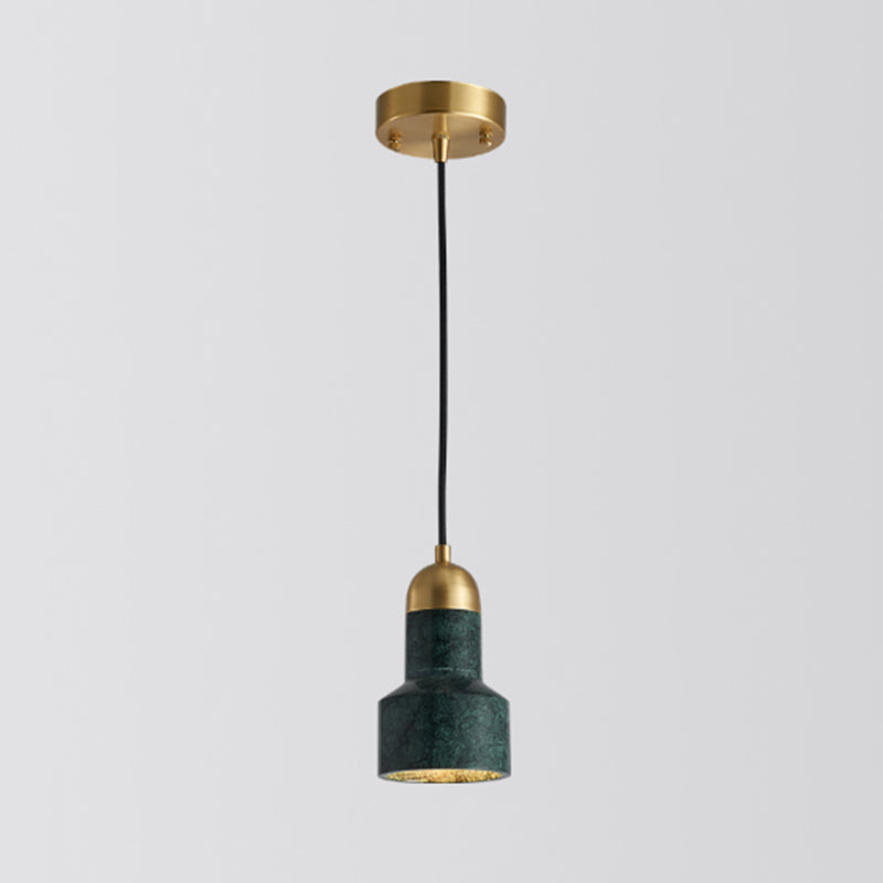 Shaded Dining Room Suspension Lighting Marble 1 Head Minimalistic Pendant Ceiling Light